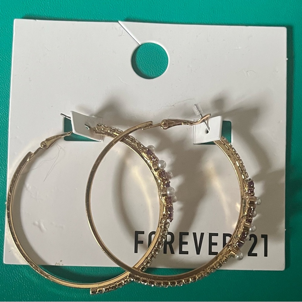Forever 21 Gold Textured Hoop Earrings
